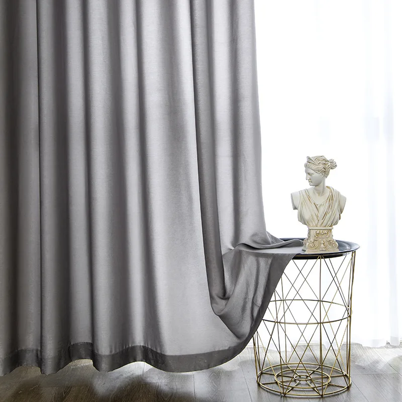 

Простая тюль для гостиной, столовой, спальни, французская, американская, однотонная, белая, серая, бархатная оконная занавеска, декор для ком...