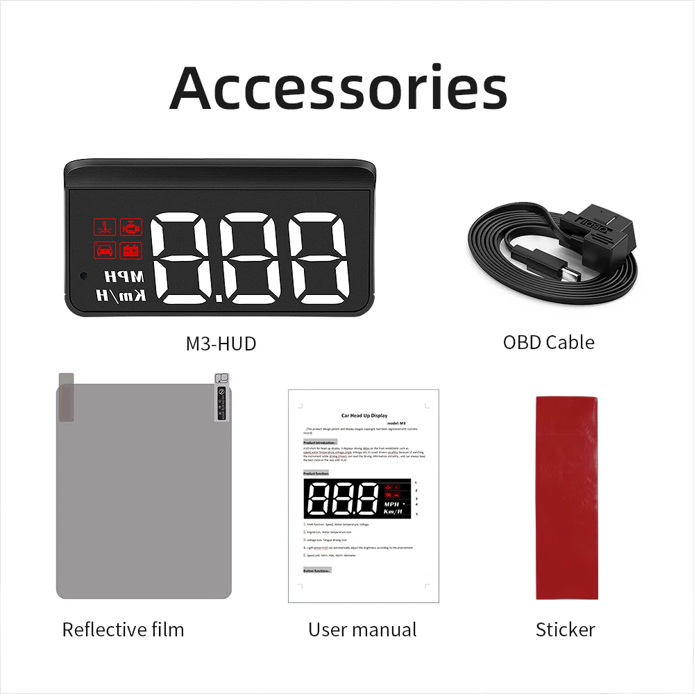 

Новый M3 Auto OBD2 Проекционный дисплей Авто электроника HUD Дисплей проектора Цифровой KMH MPH Автомобильный спидометр Температура Вольт на заказ
