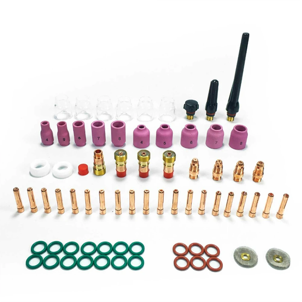 

71Pcs TIG Welding Torch Stubby Gas Lens Pyrex Glass Cup Kit For WP-17/18/26 Ceramic Air Nozzle Set Carbon Steel Welding Tools