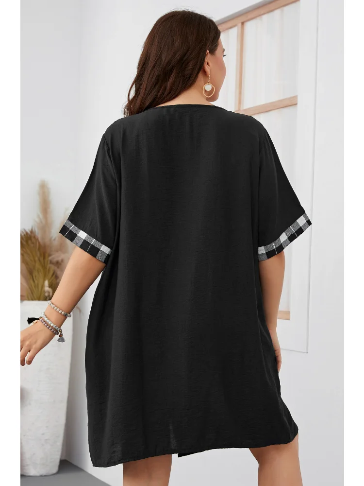 Large size women dress irregular short sleeve loose dress plus size women clothing plus size feminino