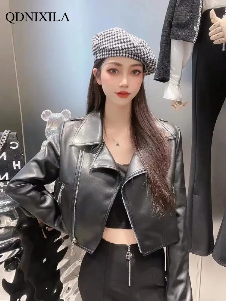 Leather Jacket Women High-end Sense PU Leather Jacket Women's Fashion Versatile Motorcycle Loose Short Jackets