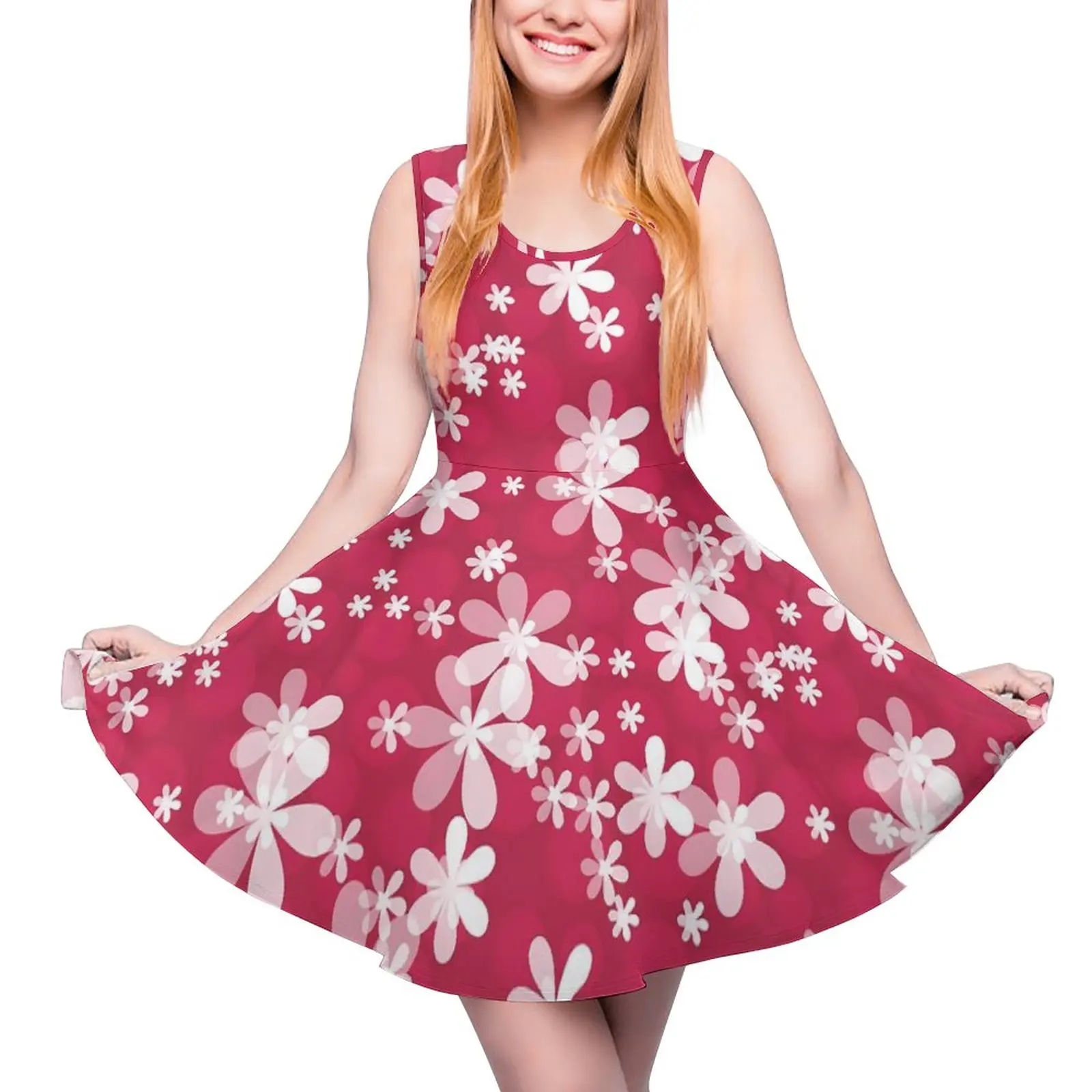 

Белое платье с маргаритками, винтажные пикантные Платья с цветочным принтом, корейская мода без рукавов, свободное платье для скейтбординг...