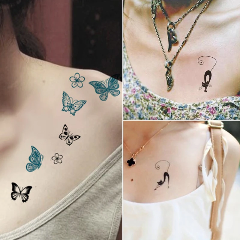 

Waterproof Temporary Tattoo Stickers Print Butterfly Flowers Feather DIY Body Arm Art Tattoo Sticker Fake Tattoo Women