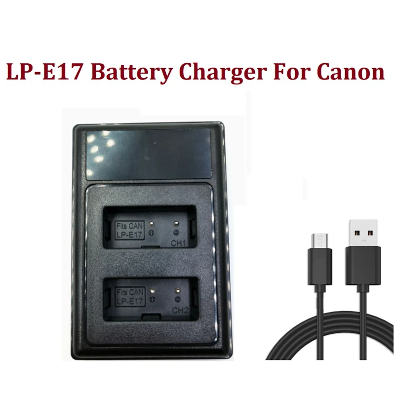 

LP-E17 LCD Dual Battery Charger For Canon EOS 77D 200D 250D M3 M6 750D 760D 800D 850D 8000D 9000D X8I Camera