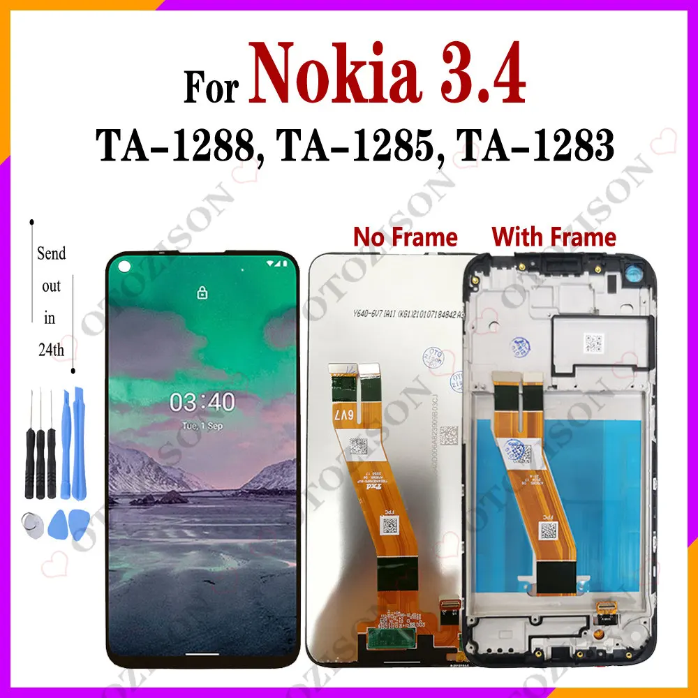 Дисплей 6 39 дюйма для Nokia 3.4 ЖК-дисплей с рамкой N3.4 экран TA-1288 TA-1285 TA-1283 сенсорный