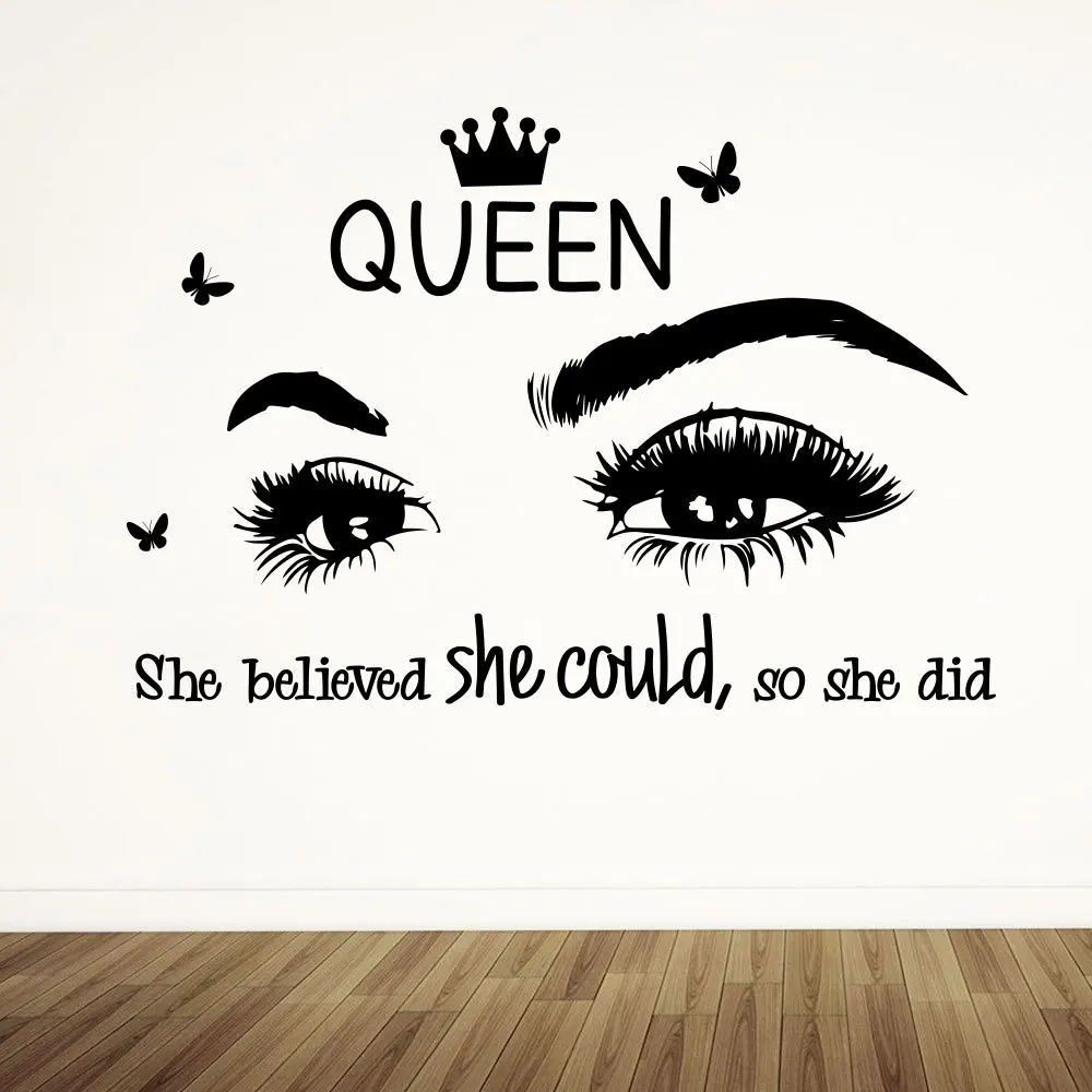 

Queen Crown Eyes Butterfly Wall Sticker Removable Vinyl PVC Home Decor Living Room Bedroom