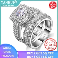 with certificate luxury tibetan silver s925 wedding bands ring set inlay 5a cubic zirconia couple pair rings jewelry for women
