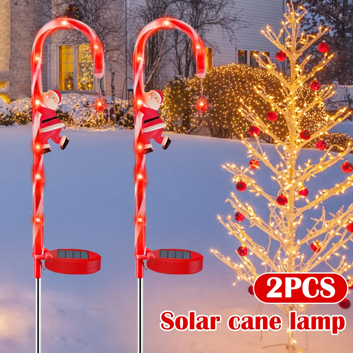 

Рождественский светильник на солнечной батарее, уличный водонепроницаемый садовый фонарь для конфет, украшение для дорожек, светодиодсвет...