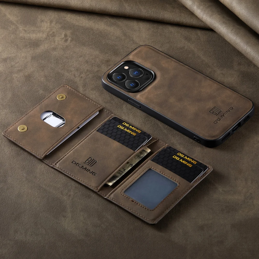 

Card Slot Holder Detachable Wallet Leather Case For iPhone 14 11 12 13 Pro Max mini XS XR 7 8 Plus SE 2023 Magnetic Back Cover