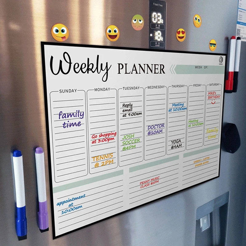 

Magnetic Monthly Weekly Planner Calendar Table Dry Erase Whiteboard Blackboard Fridge Sticker Message Board Menu