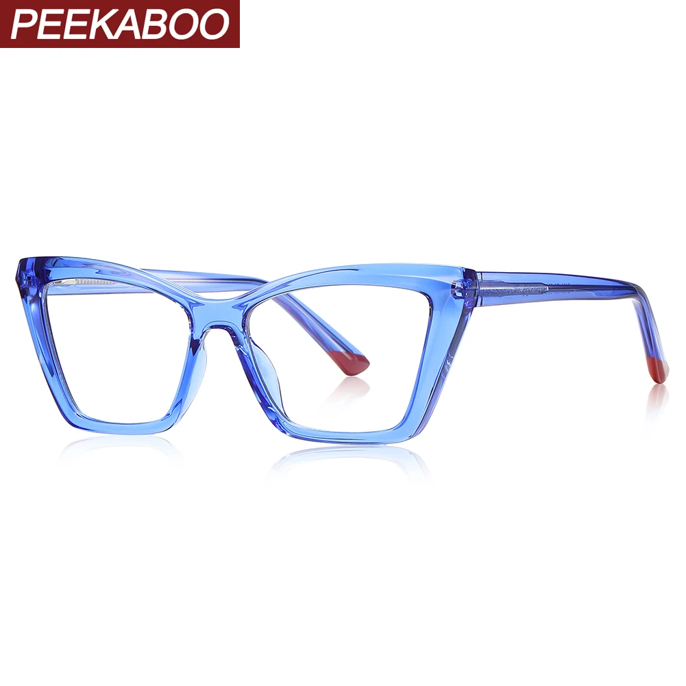 

Peekaboo clear lens blue light blocking glasses female trendy cat eye glasses frame women blue black high quality gift items