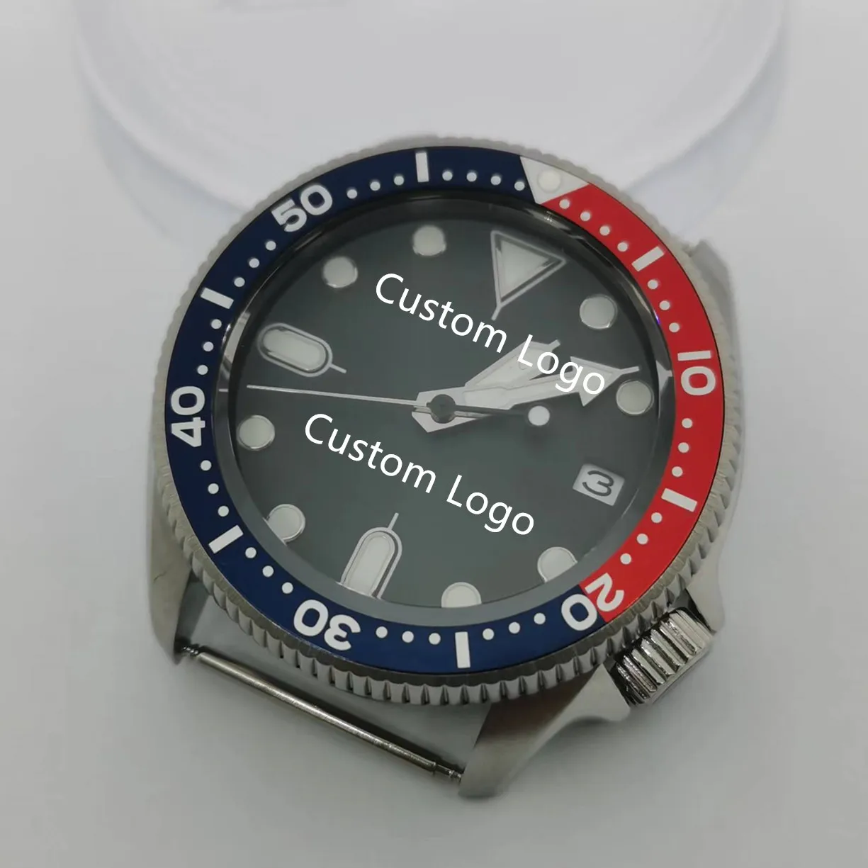 

36mm custom watch case set sapphire glass stainless steel luminous dial 4 o'clock crown NH35 movement custom your logo