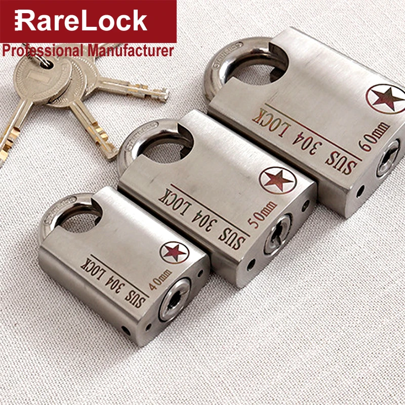

304 Stainless Steel Padlock Waterproof 4 Keys Lock 40-60mm for Outdoor Cabinet Gate Door Boat Hardware Rarelock MS426 a