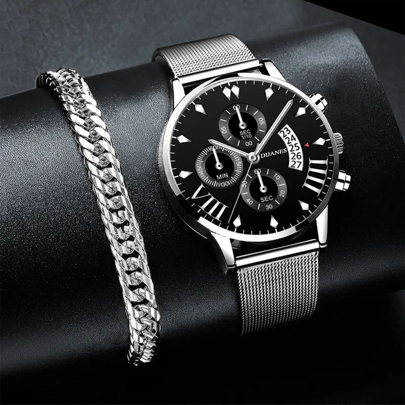 

uhren herren Herren Neue Mode Kreative Edelstahl Mesh Gürtel Quarz Armbanduhr Herren Armbänder Uhren Business Casual Uhr Watche