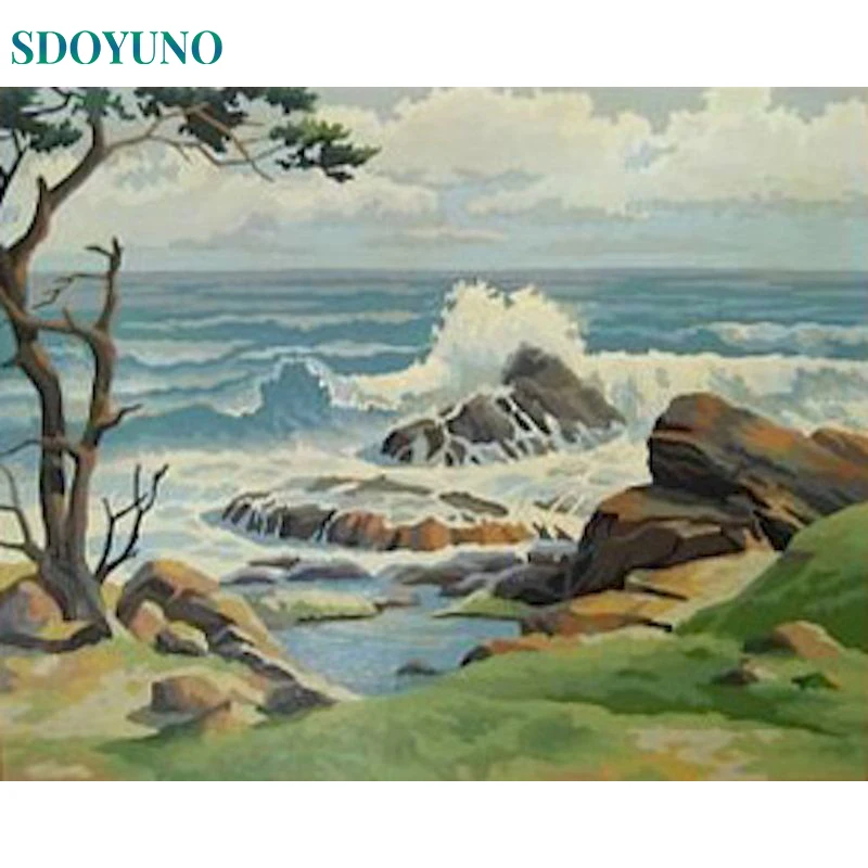 

SDOYUNO Oil Painting By Numbers Landscape For Adults Paints By Number Canvas Modern Painting Kits DIY Gift Home Decor Art