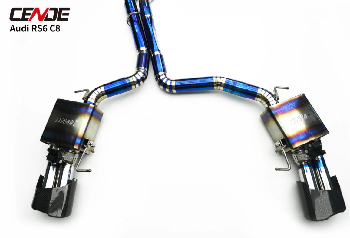 Фото Выхлопная система Dream Car New Cende Performance RS6 C8 Catback из нержавеющей стали 304 с титановыми электронными клапанами и карбоновыми насадками, гарантия 1 год №5