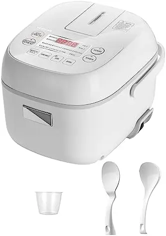 

Small Rice Cooker 3 Cup Uncooked \u2013 LCD Display with 8 Cooking Functions, Fuzzy Logic Technology, 24-Hr Delay Timer and Auto