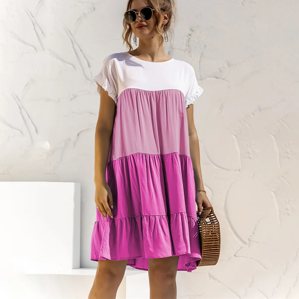 

Summer Women OverSize Loose Dress 2022 New Arrival Ladies Casual Short Sleeve Big Ruffles Cupcake Dress Female Beach Dresses