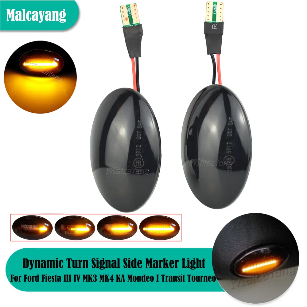 

Car Styling For Ford Fiesta III IV MK3 MK4 KA Mondeo I MK1 Transit Tourneo MK6 MK7 2X LED Dynamic Turn Signal Side Marker Light