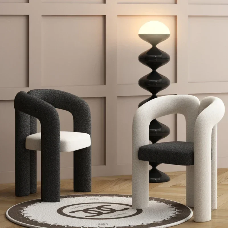 

Light Luxury Dining Table and Chair Lambswool Backrest Dresser Chair Coffee Chair Geometric Chair