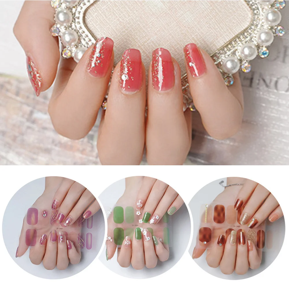 

14Tips Nail Sticker Self-adhesive Full Cover Nail Decals Sticker Full Nail Wraps 3D Foil DIY Manicure Waterproof