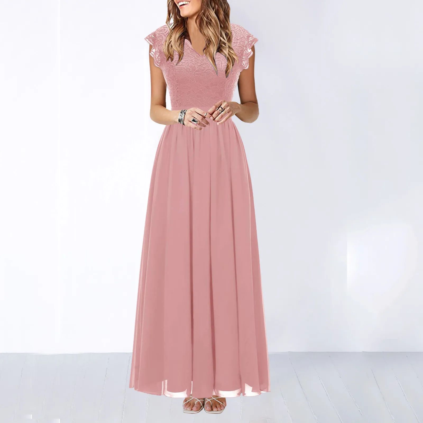 

Women's Lace Dress Elegant Length Sleeveless Chiffon Dress Bridesmaid Cocktail Mother of Bride Dress Mother If The Bride Dress