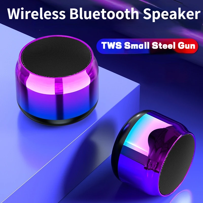 

Wireless Bluetooth Speaker Mini Outdoor Loudspeaker Subwoofer High Volume Mini Sound TWS Small Steel Gun Sound Music Player