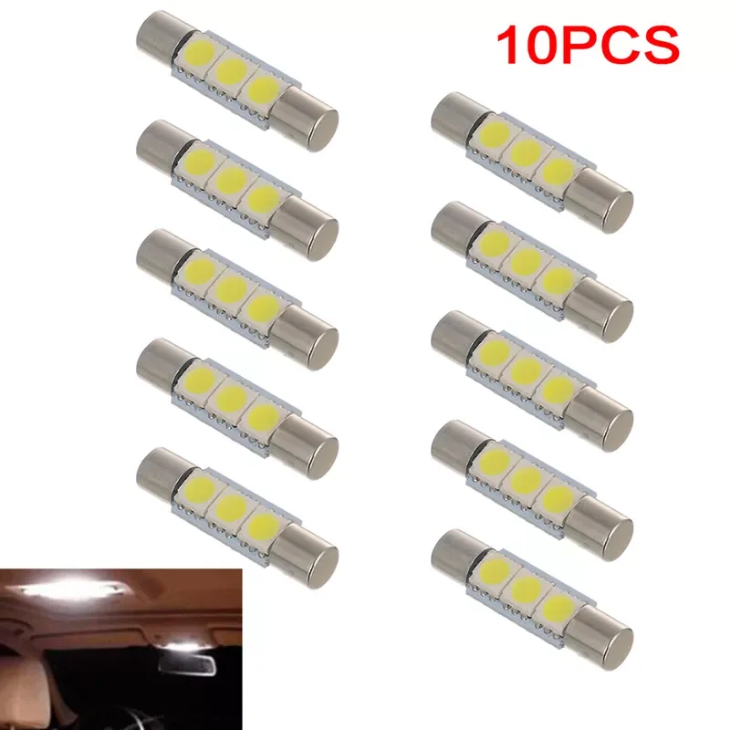 

10X LED Fuse Vanity Mirror Light Bulb for 6641 TS-14V1CP Car 29mm White