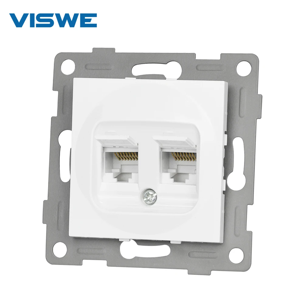 

EU Cat6 Double Data Internet Computer Module With Iron Plate and Pron Claw 52*52mm Suitable for VISWE G Series 86mm Panels