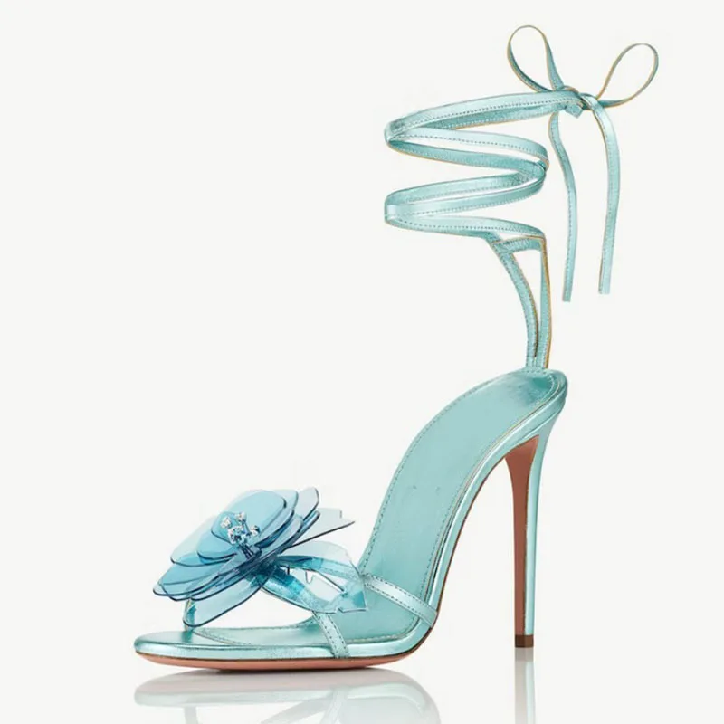 Сандалии с большими цветами женские летние ремешки на лодыжке женская обувь