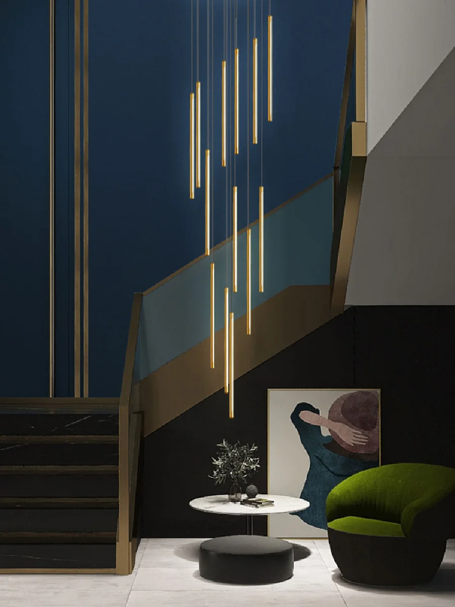 

Современная искусственная Люстра для лестницы, двуспальный потолочный светильник простого дизайна, высотная гостиная, вилла, чердак, индивидуальный декор, длинная Подвесная лампа