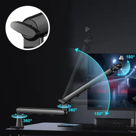 Регулируемая стрела для игровых микрофонов, подставка для микрофонов с прочным зажимом, вращающаяся на 360 градусов подвеска, подставка для микрофонов