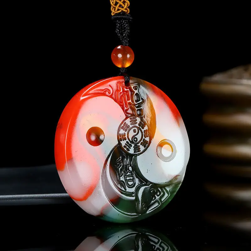 

Натуральный нефрит красочный нефрит Багуа фирменная подвеска для мужчин и женщин просвещение универсальная цепочка для Свитера Подвеска