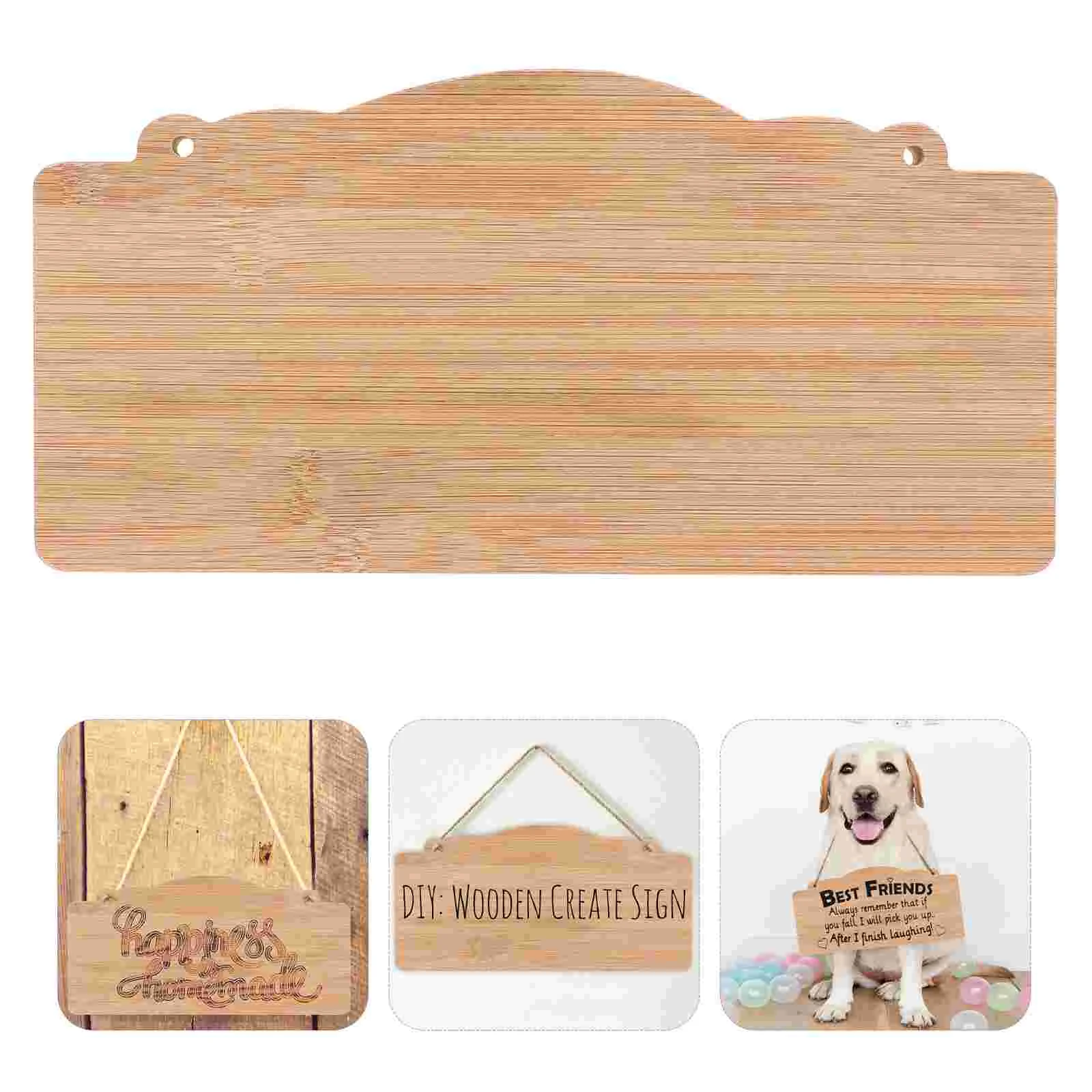 

Bamboo Wooden Blank Sign Board Unfinished DIY Hanging Plaque Door Decorative Signs