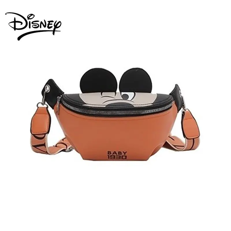 

Disney Mickey Mouse Chest Bag for Women Girls Boy Men Portable Waist Bag High Quality PU Leather Large Capacity Mobile Phone Bag