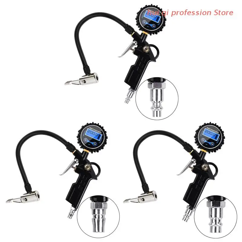 

Upgrade Digital Tire Pressure Gauge Air Chuck and Compressor Accessories LCD Display Heavy Duty LED Spotlight 200PSI