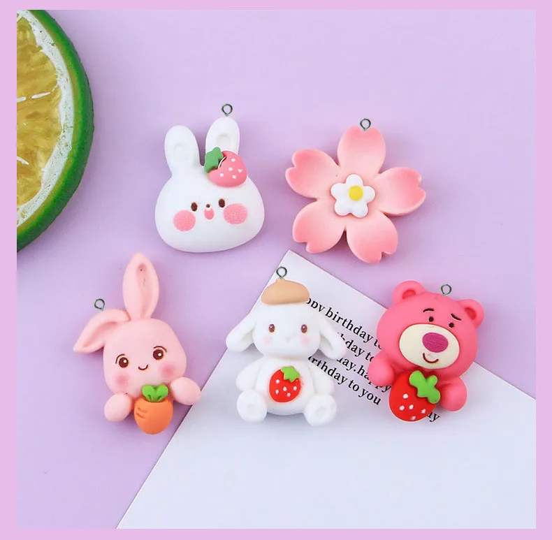 

10 шт. милые животные из смолы подвески мультяшный медведь кролик кулон для изготовления милых сережек ожерелья брелок DIY ювелирные аксессуа...