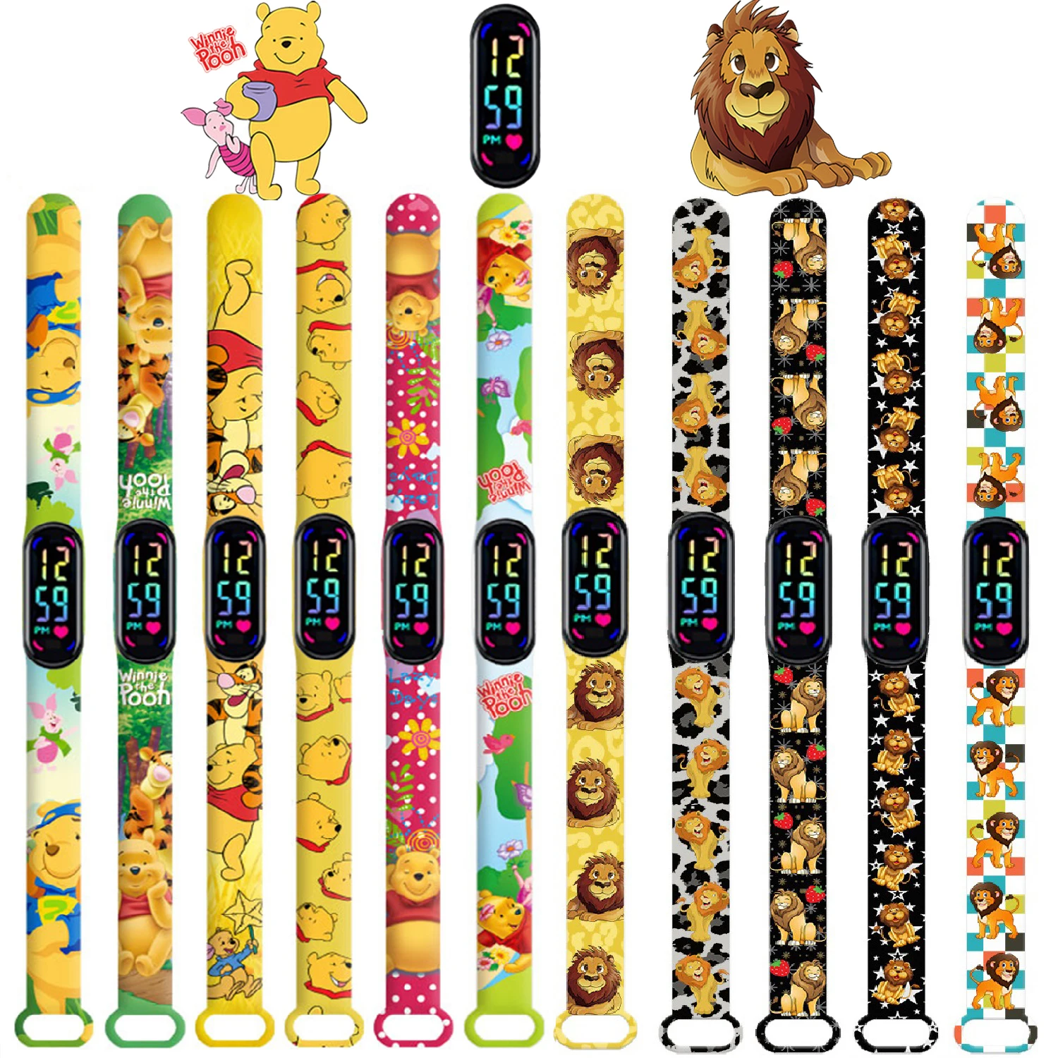 

Disney Frozen Elsa Lion king Stitch Figure Digital Watches Cartoon LED Touch Waterproof Electronic Kids Watch Birthday Gifts Toy