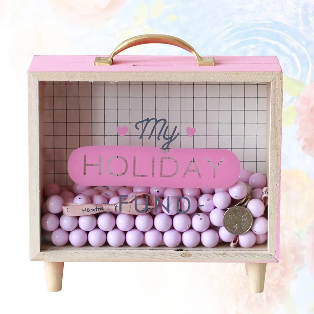 

Box Handle Slots Box Box Bedroom Decorative Standing Storage Piggy Bank (Pink)