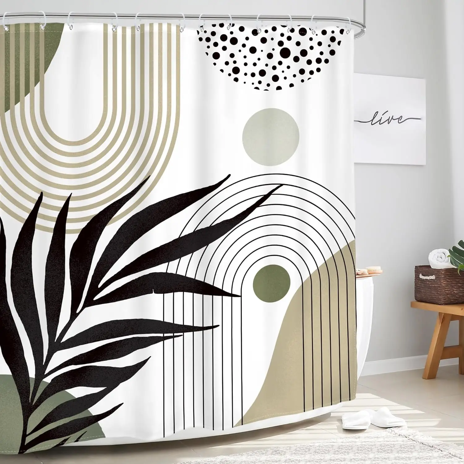 Зелёная абстрактная занавеска для душа