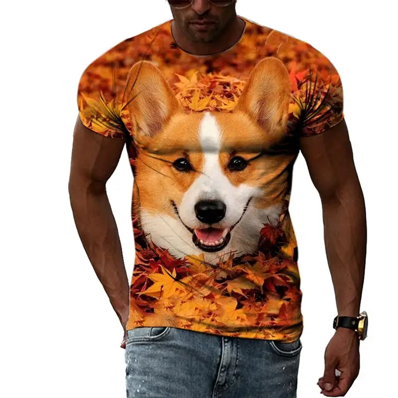 

Summer Fashion Cute Puppy Picture T-Shirts For Men Casual 3D Print Tees Hip Hop Personality Round Neck Short Sleeve Tops