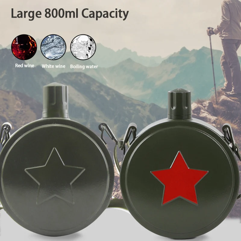 

Outdoor Army Flask BottlePortable Mountaineering Hiking Climbing Travel 800ML Tea Large Capacity Military Training Water Bottle