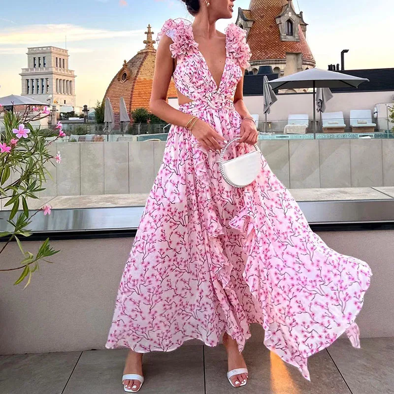 Женское платье с цветочным принтом