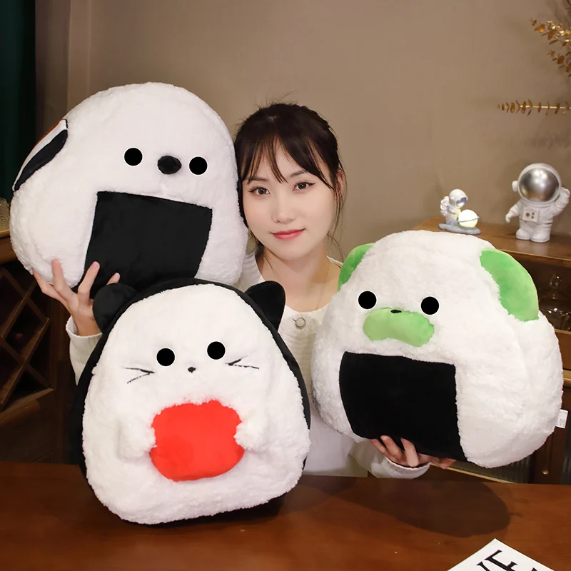 

33cm Kawaii Rice Ball Pillow Lovely Soft Stuffed Animal Cat Plush Toys Huggable Doll Gift for Kids Children Home Decor