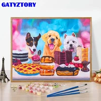 gatyztory diy 60x75cm frame pictures by number kits cute dog animal painting by numbers handpainted drawing on canvas gift home