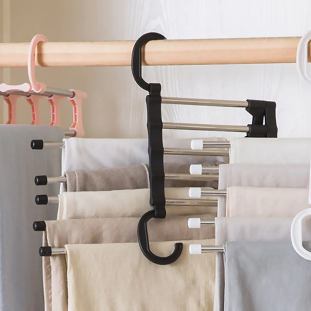 

Clothesline Bathroom Clothes Dryer 5 in 1 Multi-functional Wardrobe Pant Rack Shelf Stainless Steel Clothes Hangers