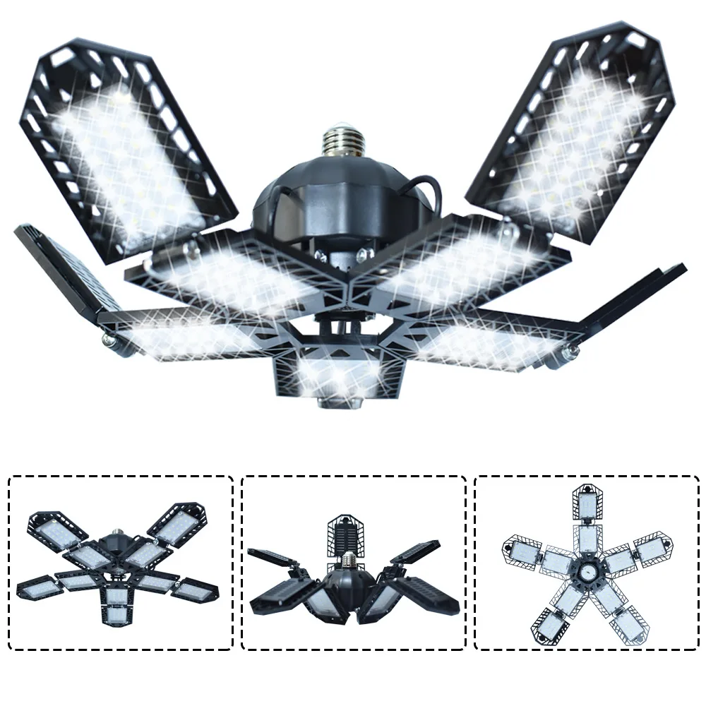 5 Leaves Folding Lamp LED Garage Ceiling Lights 180W 100W 80W E26/E27 Workshop Warehouse Ceiling Lamp Commercial Lighting