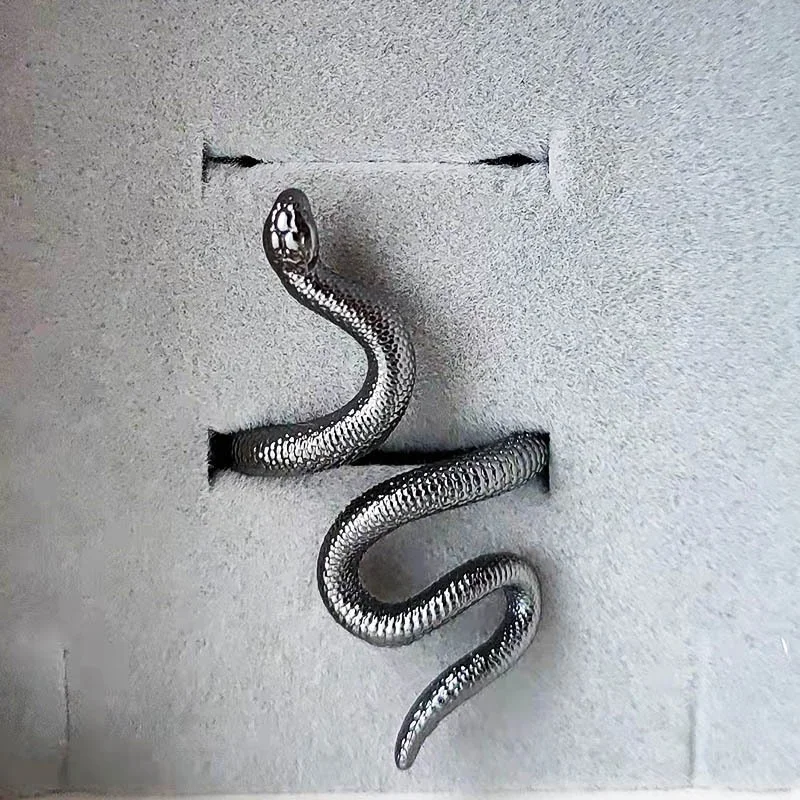 Long dark spirit snake opening ring cross border personality exaggerated domineering snake ring