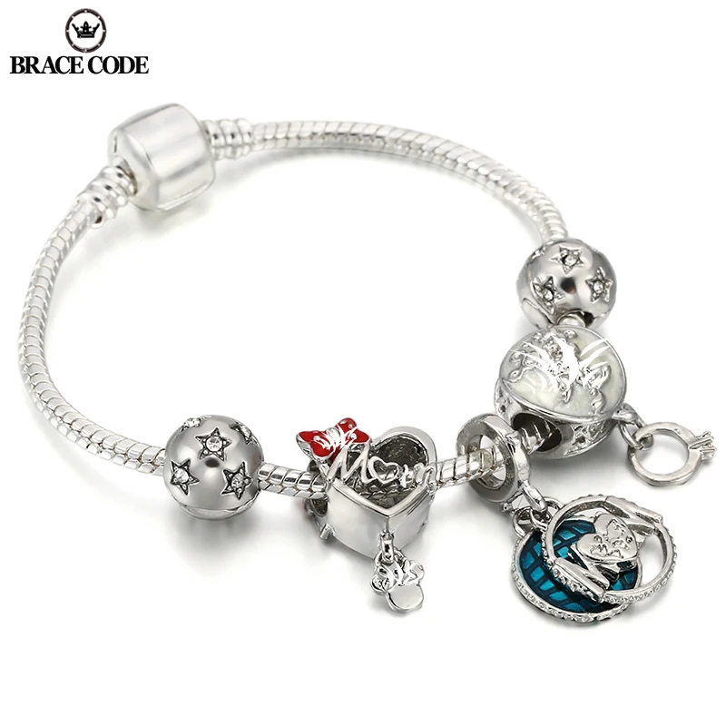 

Fine Cartoon Pendant Silver Plated Snake Bone Chain Wrist Bracelet Festive Birthday Anniversary Women Bracelet Direct Shipping