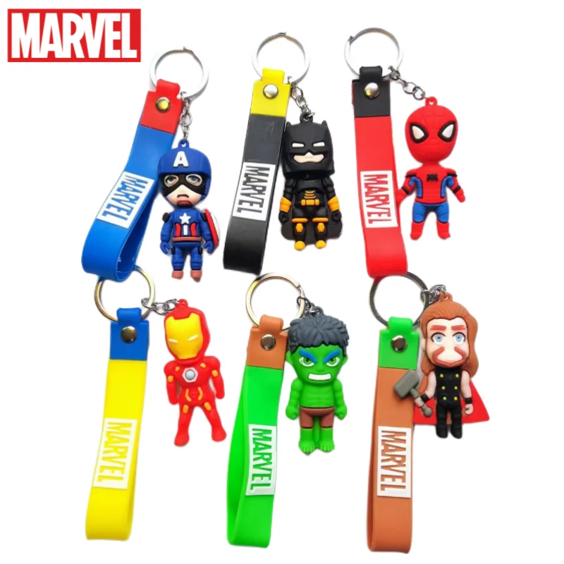 

Marvel Peripheral Cartoon Captain America Superman Batman Spider-Man Hulk Thor Retro Keychain Creative Pendant Gift Wholesale